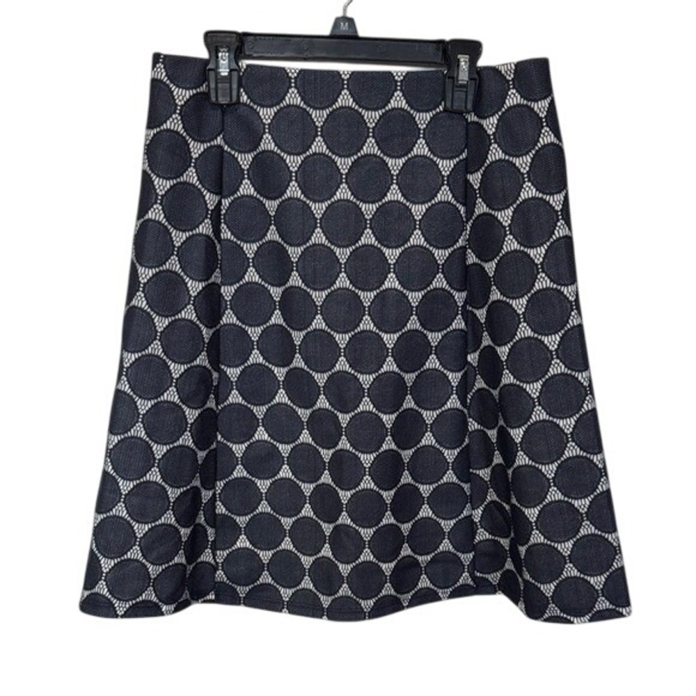 Renee C. Black & White Polka Dot Print A-Line Skirt USA Made‎